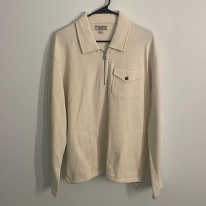 J Crew Wallace & Barnes M Men’s Cream Sweater, never worn, quarter-zip w pocket